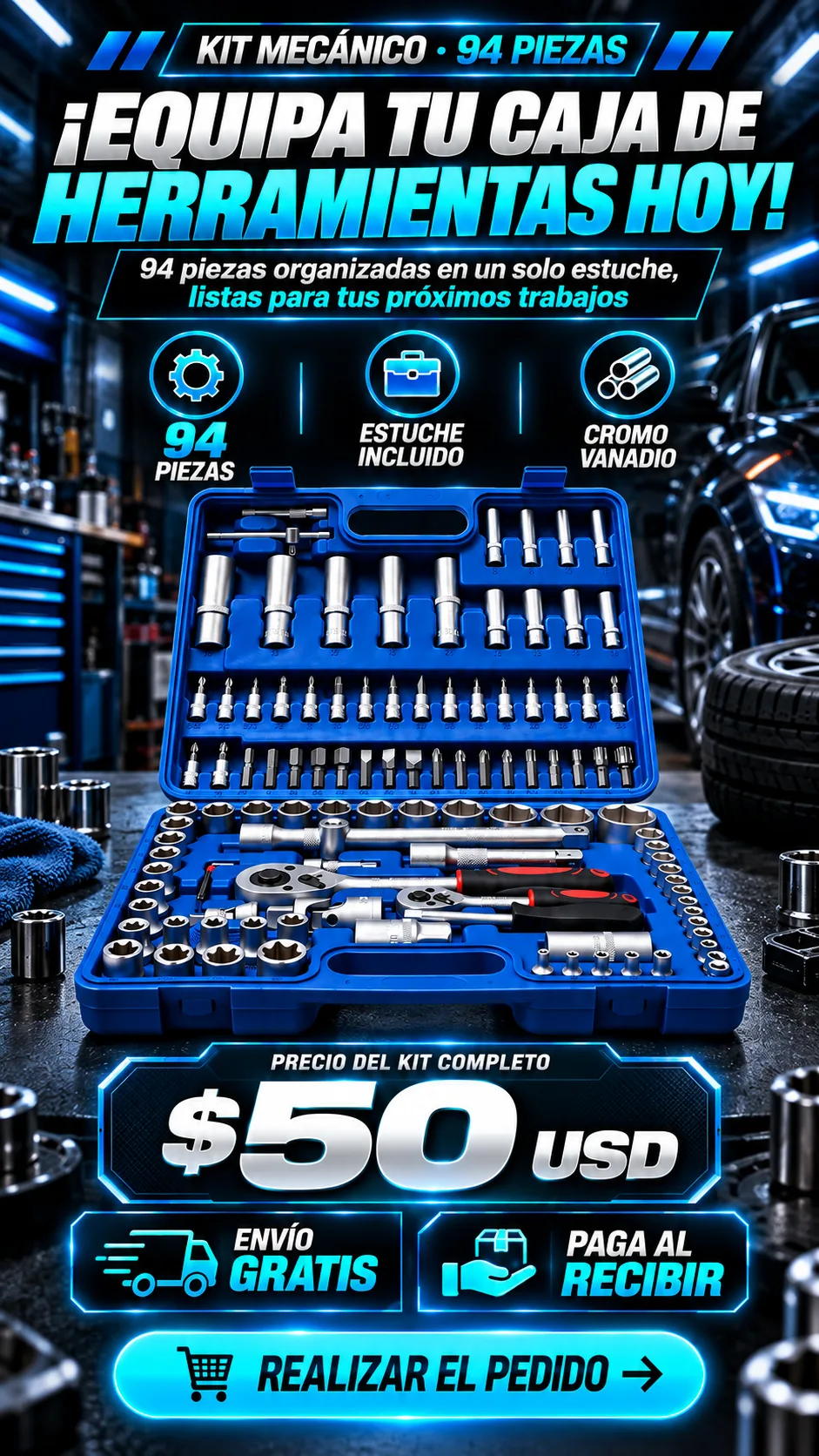 Oferta kit de 94 piezas a 50 dólares con envío gratis y pago al recibir